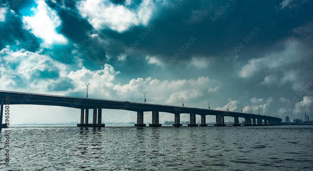 A view of the third mainland bridge from the Lagos lagoon