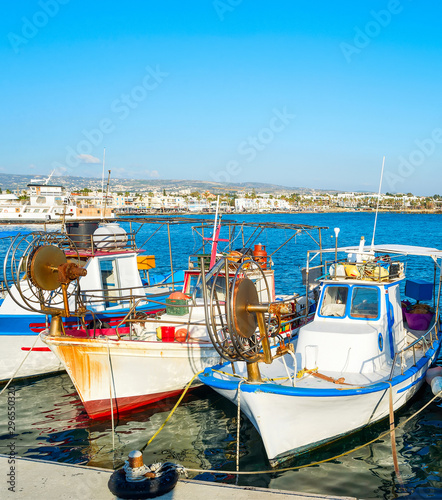 Fishing boats Paphos sea Cy...