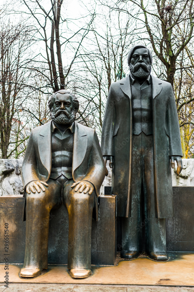 Statue of Karl Heinrich Marx and Friedrich Von Engels in the park in Berlin, Germany. Statue of Karl Heinrich Marx and Friedrich Von Engels in the park in Berlin, Germany.