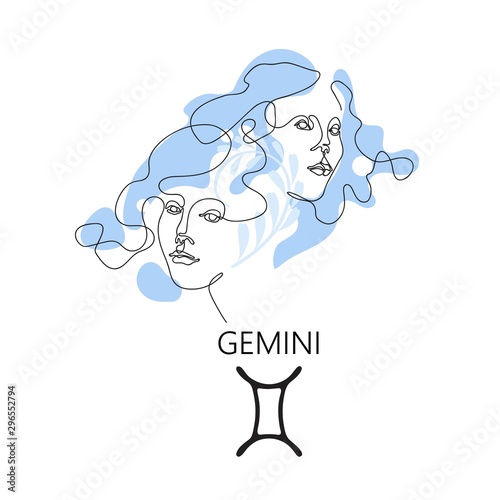 Gemini Zodiac constellation. One line. Vector illustration in the style of minimalism.