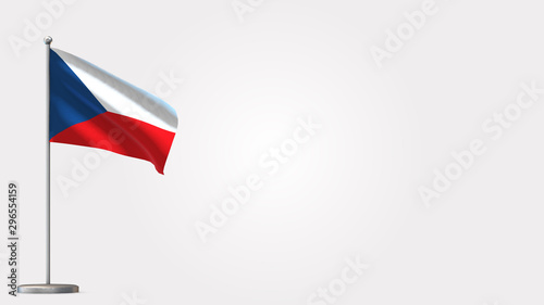 Free Download Czech Republic 3D waving flag illustration on Flagpole. Perfect for background with space on the right side. - GFXLoad