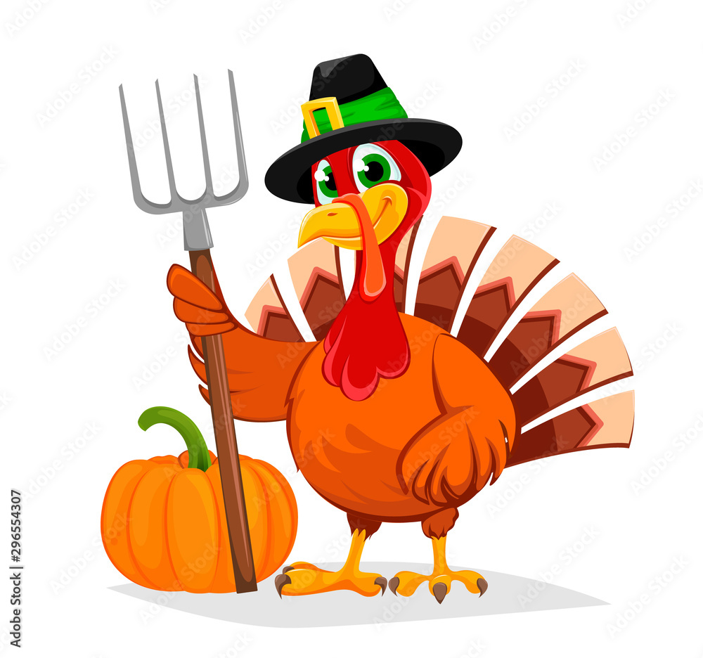 Thanksgiving turkey. Happy Thanksgiving Day. Stock Vector