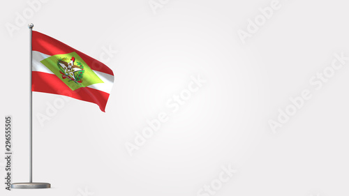 Santa Catarina 3D waving flag illustration on Flagpole. Perfect for background with space on the right side.