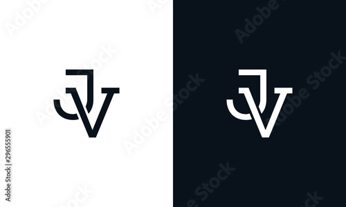 Minimalist line art letter JV logo. This logo icon incorporate with two letter in the creative way.