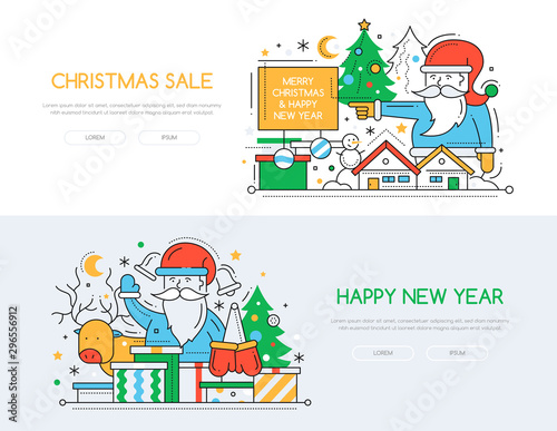 Seasonal discount - line design style vector banners