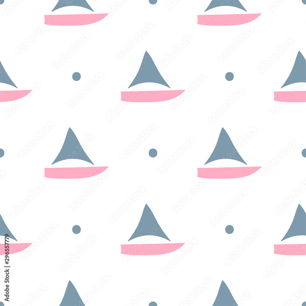 Seamless pattern with silhouettes of sailing ships and polka dot. Marine print. Simple vector illustration. Seamless pattern with silhouettes of sailing ships and polka dot. Marine print. Simple vector illustration.