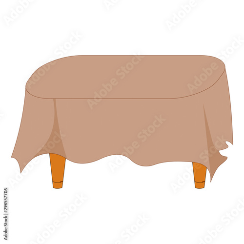 Teapoy with Taupe Cloth - Cartoon Vector Image