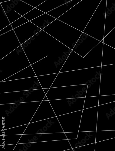 Vertical black template with random white lines. Simple vector illustration.
