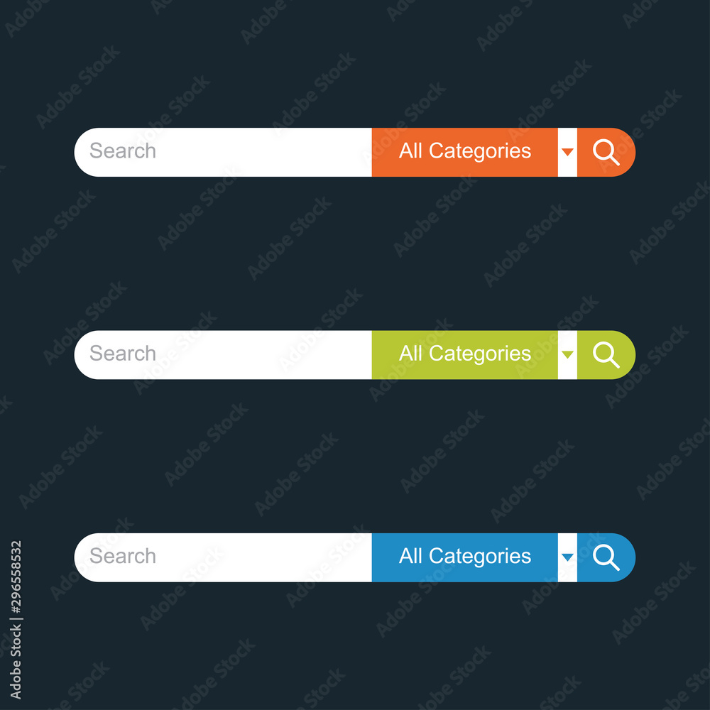 Set of search bars, flat web design elements Set of search bars, flat web design elements
