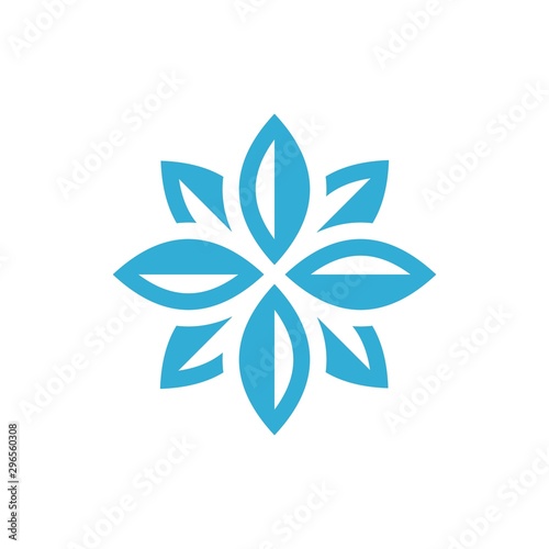 simple organic abstract blue flower vector logo design