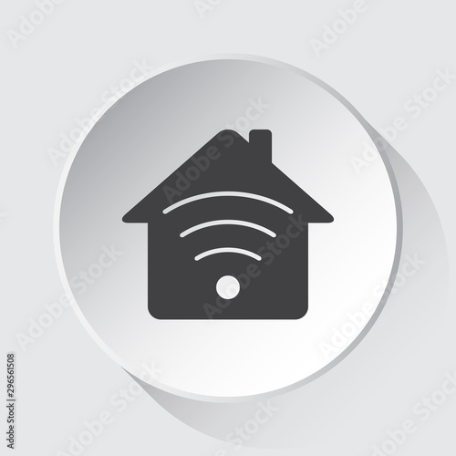 house with signal - gray icon on white button
