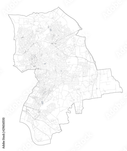 Satellite view of the London boroughs, map and streets of Havering borough. England photo