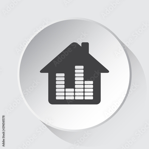 house with equalizer - gray icon on white button