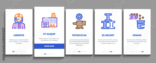 Metallurgical Onboarding Mobile App Page Screen Vector Thin Line. Factory Furnace, Metal Melting And Metallurgical Pipe Foundry Concept Linear Pictograms. Contour Illustrations