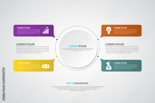 infographic template with four step instructions, can use for presentations, workflow layouts, brochures and others