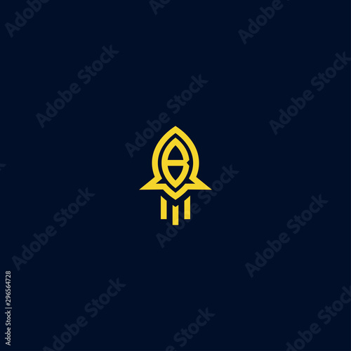 Abstract letter B rocket logo design. Initial ship icon illustration vector 