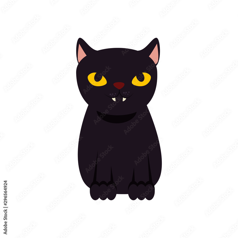 Fototapeta black cat halloween isolated icon vector illustration design