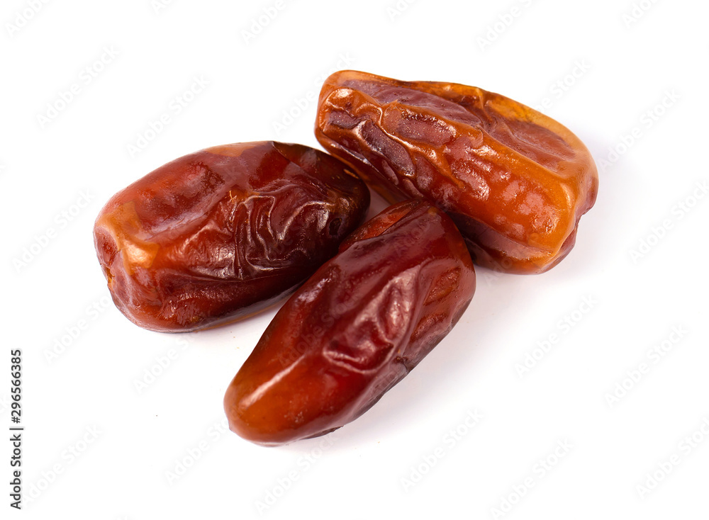 Close up of dried date palm fruit isolated on white background Close up of dried date palm fruit isolated on white background