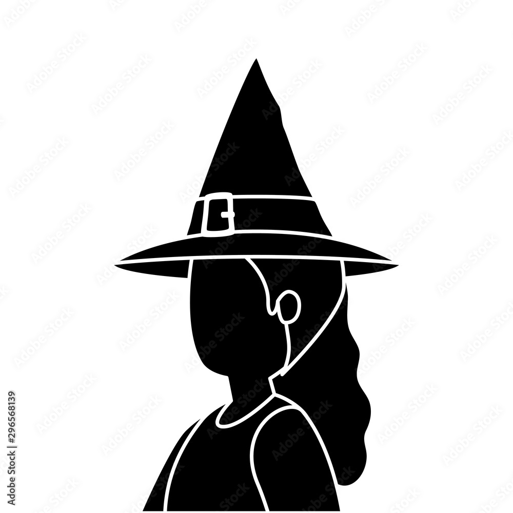 young woman disguised witch isolated icon vector illustration design