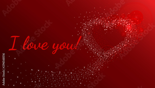 Happy Valentine s day text, hand lettering typography poster on red gradient background.