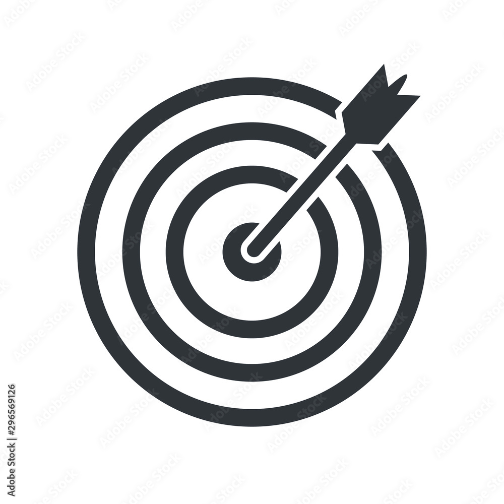 Target Arrow Icon. Goal or Dartboard in Simple Vector Sign & Trendy Symbol for Design and Websites, Presentation or Mobile Application.