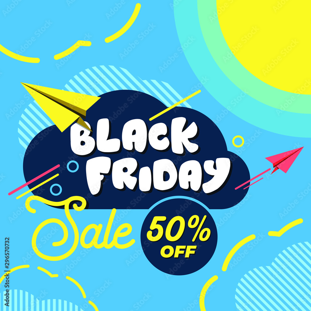 Black friday sale banner with discount details vector illustration