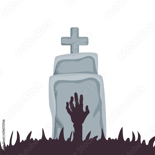 halloween tomb with hand zombie design