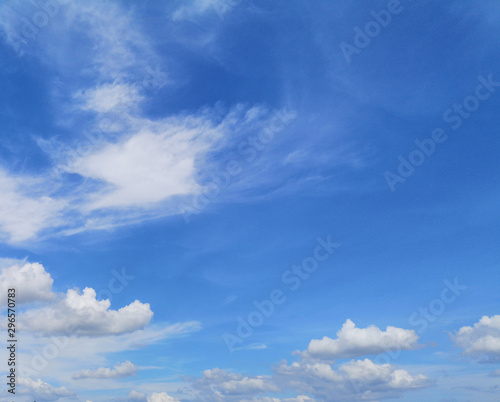 Stratocumulus white clouds in the blue sky natural background beautiful nature space for write