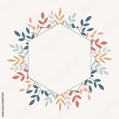 Geometric vector frame with floral lements