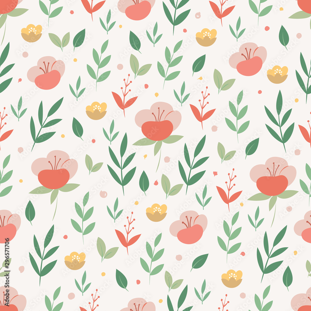 Seamless pattern with flowers in doodle style Seamless pattern with flowers in doodle style