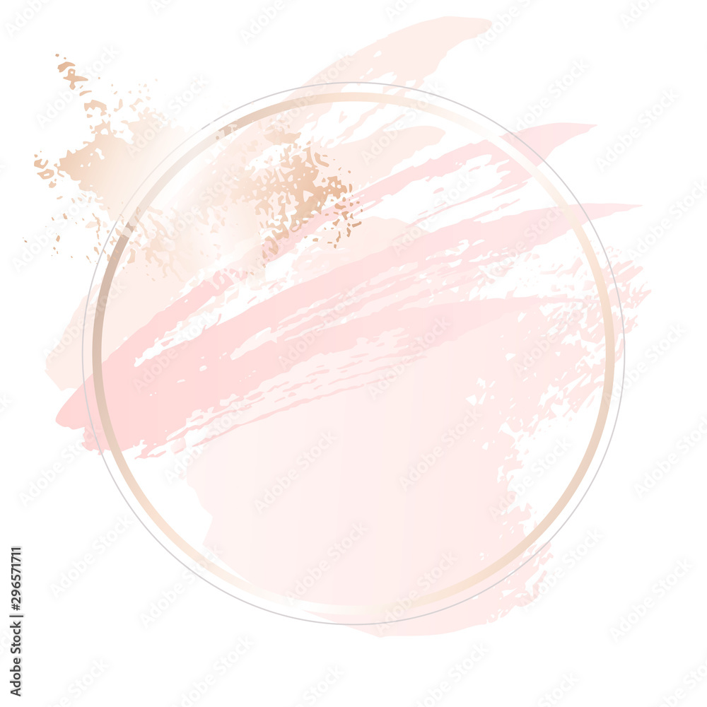 Golden pink nude art gift frames. Modern card design, brush stroke, lines, points, rose gold, premium brochure, flyer, invitation template. Beauty identity elegant style. Hand drawn vector. - obrazy, fototapety, plakaty 
