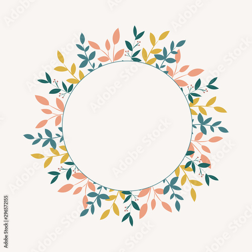 Vector frame with leaves. Botanical background
