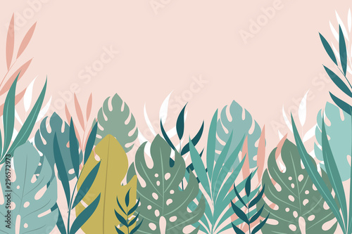 Vector background with tropical leaves