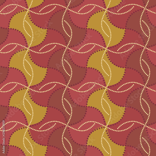 elegant red and golden brown geometric seamless pattern tile with curved shapes and floral elements. for textile  fabric  backgrounds  wallpapers  backdrops and creative surface designs. seamless tile