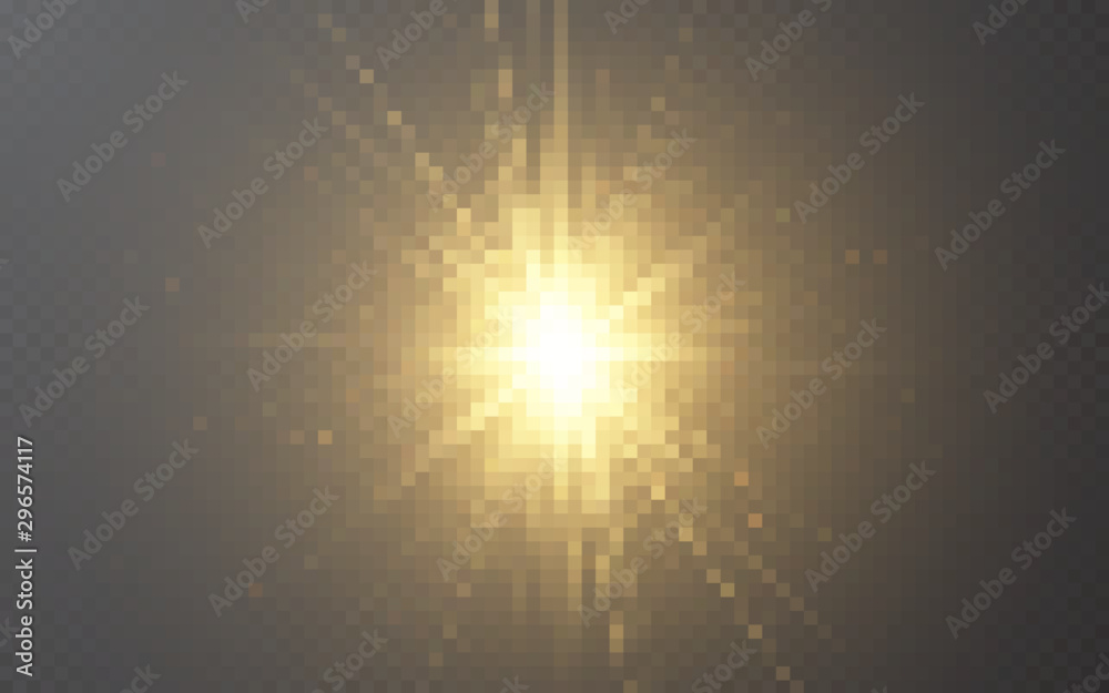Glowing lights effect on transparent bakground. Abstract flare light rays. Vector illustration