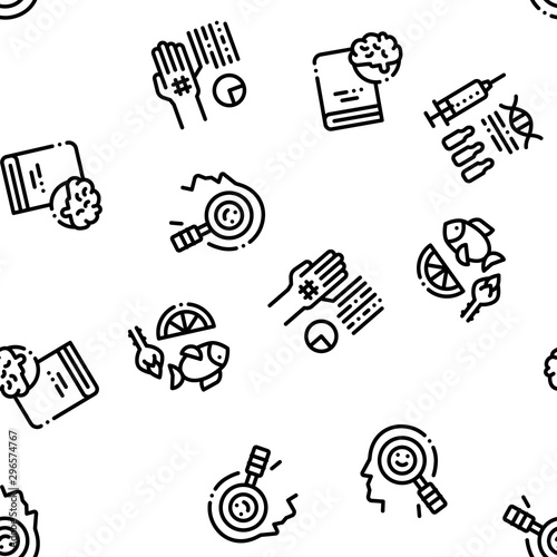 Biohacking Seamless Patternt Vector Thin Line. Contour Illustrations
