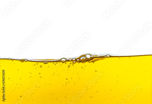 Beautiful wave of high viscosity of base oil and air bubble inside the oil isolated on white background, used as wallpaper, industrial concept