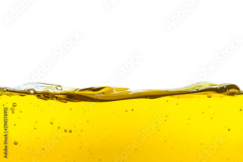 Beautiful wave of high viscosity of base oil and air bubble inside the oil isolated on white background, used as wallpaper, industrial concept