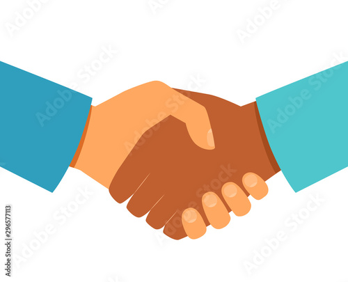 Handshake of business partners. Successful deal concept. Vector flat style illustration.