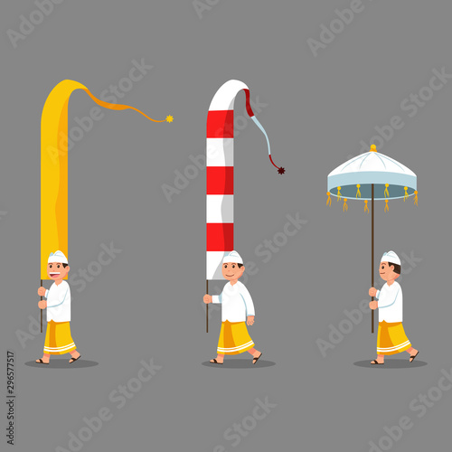 Long Flag Decoration Carried By Men On Parade