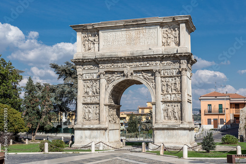 Ancient Roman Arch of Trajan in Benevento, Italy photo