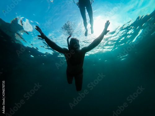 Wallpaper Mural Underwater photo of couple snorkeling in a sea Torontodigital.ca