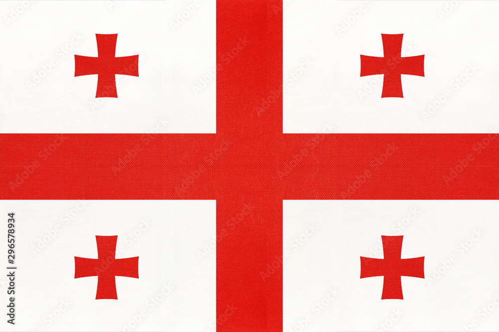 Georgia national fabric flag, textile background. Symbol of international asian world country. Georgia national fabric flag, textile background. Symbol of international asian world country.