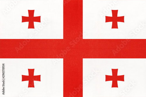 Photography Georgia national fabric flag, textile background