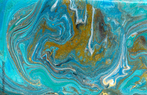 Beautiful unique turquoise acrylic marble background.