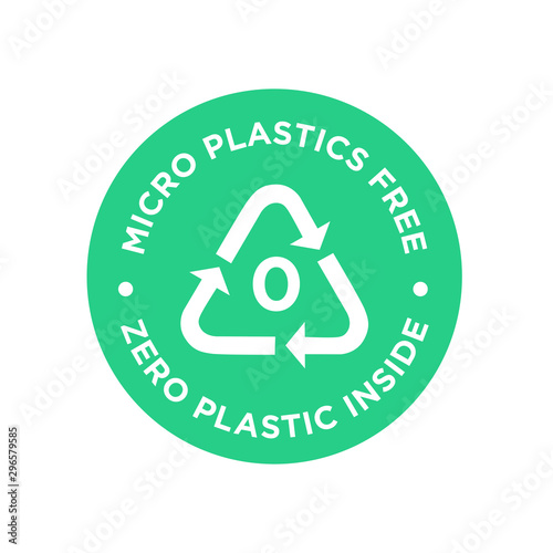 Micro plastics free icon. Zero plastic inside symbol.