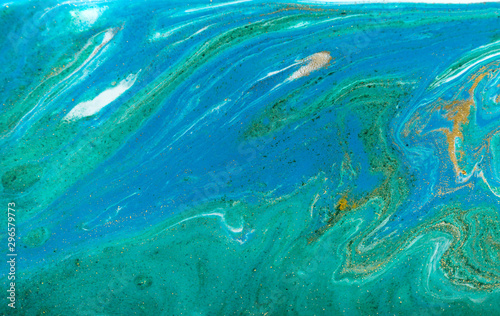 Beautiful unique turquoise acrylic marble background.