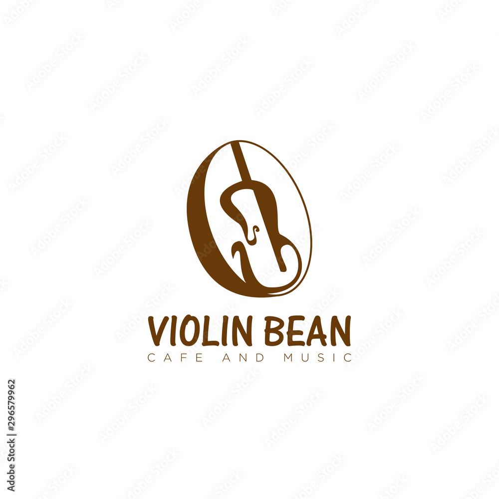 creative logo violin bean, with negative space vector creative logo violin bean, with negative space vector