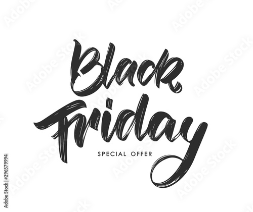 Handwritten modern brush calligraphic type lettering of Black Friday on white background