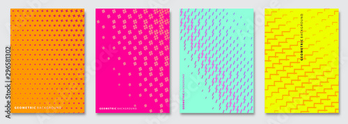 Vector abstract background, creative halftone patterns, geometric gradient texture. Minimal pattern design. Vivid colors. Modern Cover templates set.